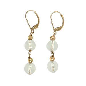 9ct Gold & Crystal Style Ball Dropper Earrings