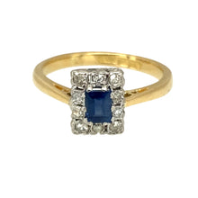 Load image into Gallery viewer, 18ct Gold &amp; Platinum Diamond &amp; Sapphire Set Vintage Cluster Ring
