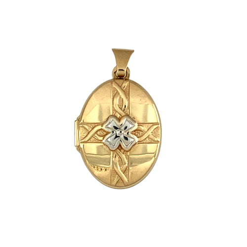 9ct Gold Four Leaf Clover Best Friend Oval Locket