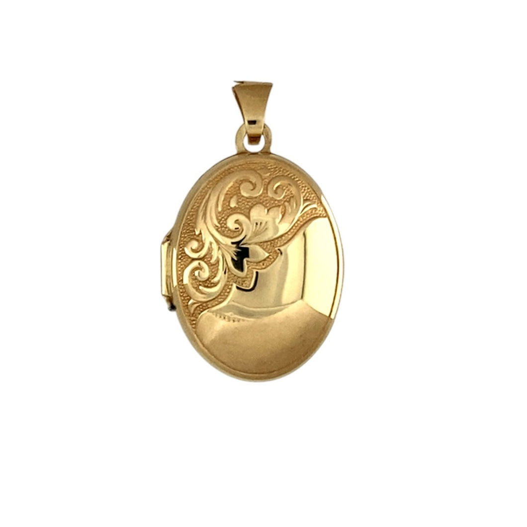 9ct Gold Patterned Oval Locket