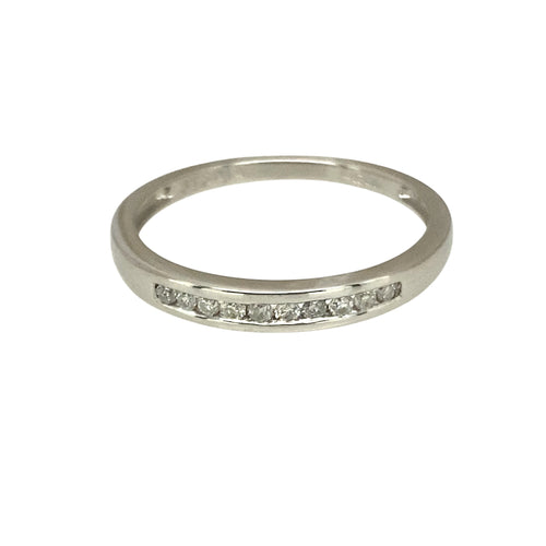 9ct White Gold & Diamond Set Band Ring