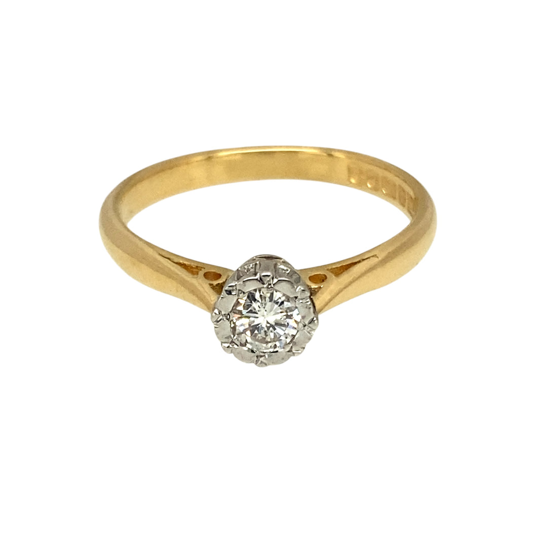 18ct Gold & Diamond Set Solitaire Ring