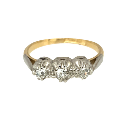 18ct Gold & Platinum Diamond Set Trilogy Ring