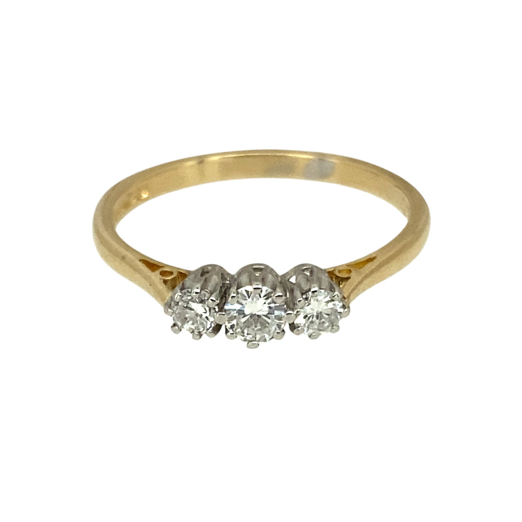 9ct Gold & Diamond Set Trilogy Ring