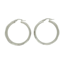 Load image into Gallery viewer, 9ct White Gold Twisted Hoop Creole Earrings
