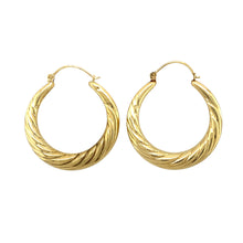 Load image into Gallery viewer, 9ct Gold Patterned Hoop Creole Earrings
