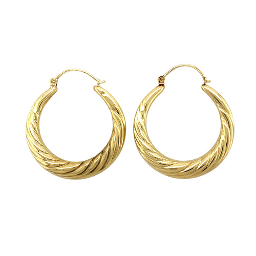 9ct Gold Patterned Hoop Creole Earrings