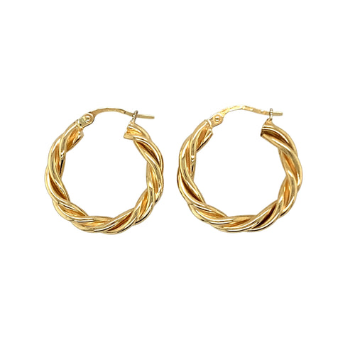 9ct Gold Twisted Hoop Creole Earrings