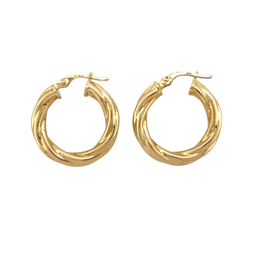 9ct Gold Twisted Hoop Creole Earrings