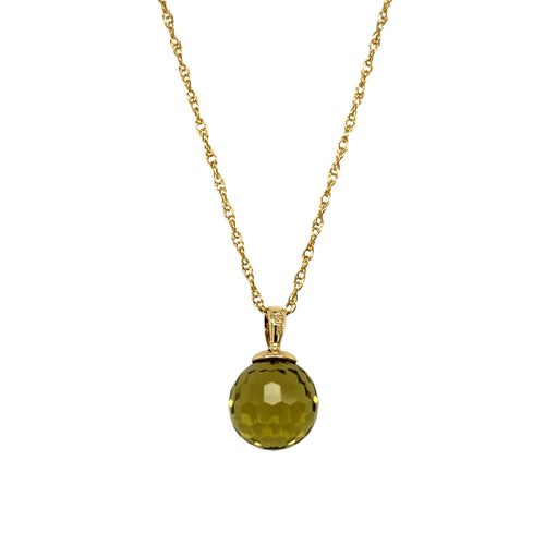 9ct Gold & Green Faceted Ball Stone 18