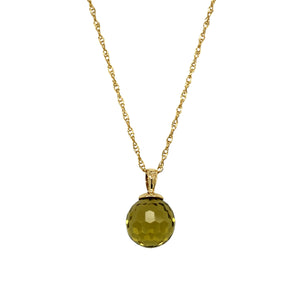 9ct Gold & Green Faceted Ball Stone 18" Necklace