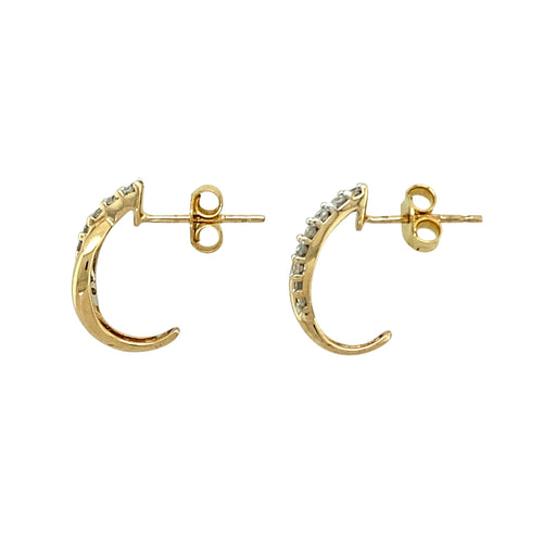 9ct Gold & Diamond Set Half Hoop Stud Earrings