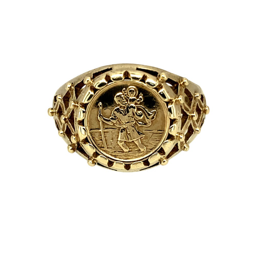 9ct Gold St Christopher Signet Ring