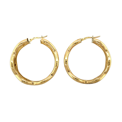 9ct Gold Open Weave Hoop Creole Earrings