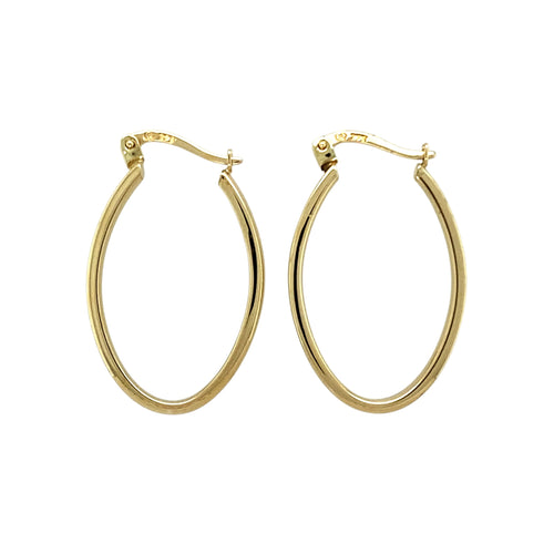 9ct Gold Oval Creole Earrings