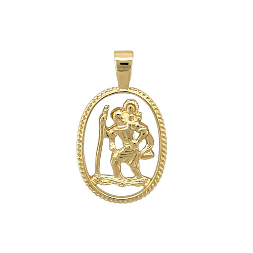 9ct Gold Oval Open St Christopher Pendant