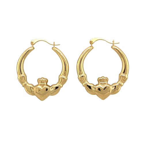 9ct Gold Claddagh Creole Earrings