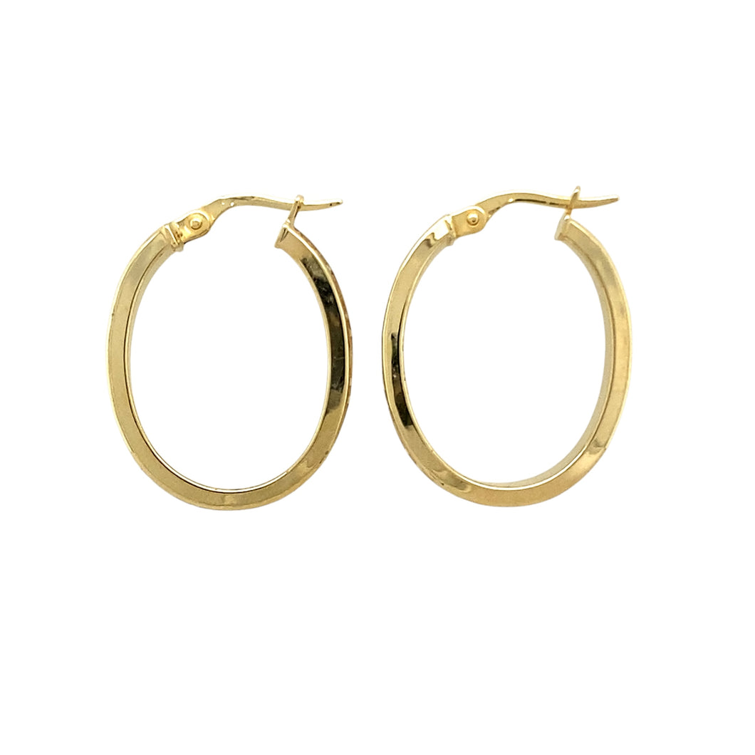 9ct Gold Greek Key Oval Creole Earrings