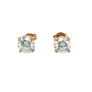 Preowned 14ct Yellow and Rose Gold & Cubic Zirconia Set Stud Earrings with the weight 1.50 grams. The stones are each 6mm diameter