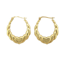 Load image into Gallery viewer, 9ct Gold Heart Patterned Creole Earrings
