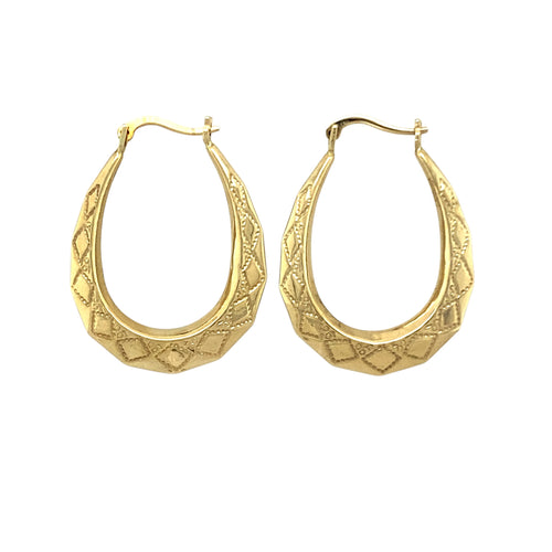 9ct Gold Patterned Creole Earrings