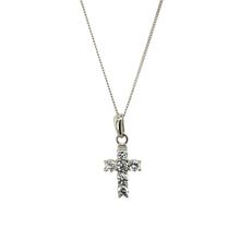 Load image into Gallery viewer, 9ct White Gold &amp; Cubic Zirconia Set Cross 16&quot; Necklace
