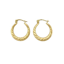 Load image into Gallery viewer, 9ct Gold Patterned Creole Earrings
