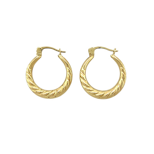 9ct Gold Patterned Creole Earrings