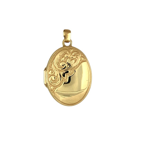 9ct Gold Patterned Oval Locket