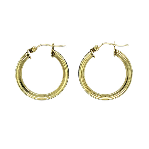 9ct Gold & Blue and White Cubic Zirconia Set Hoop Creole Earrings