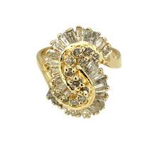 Load image into Gallery viewer, 14ct Gold &amp; Diamond Set Swirl Cluster Dress Ring
