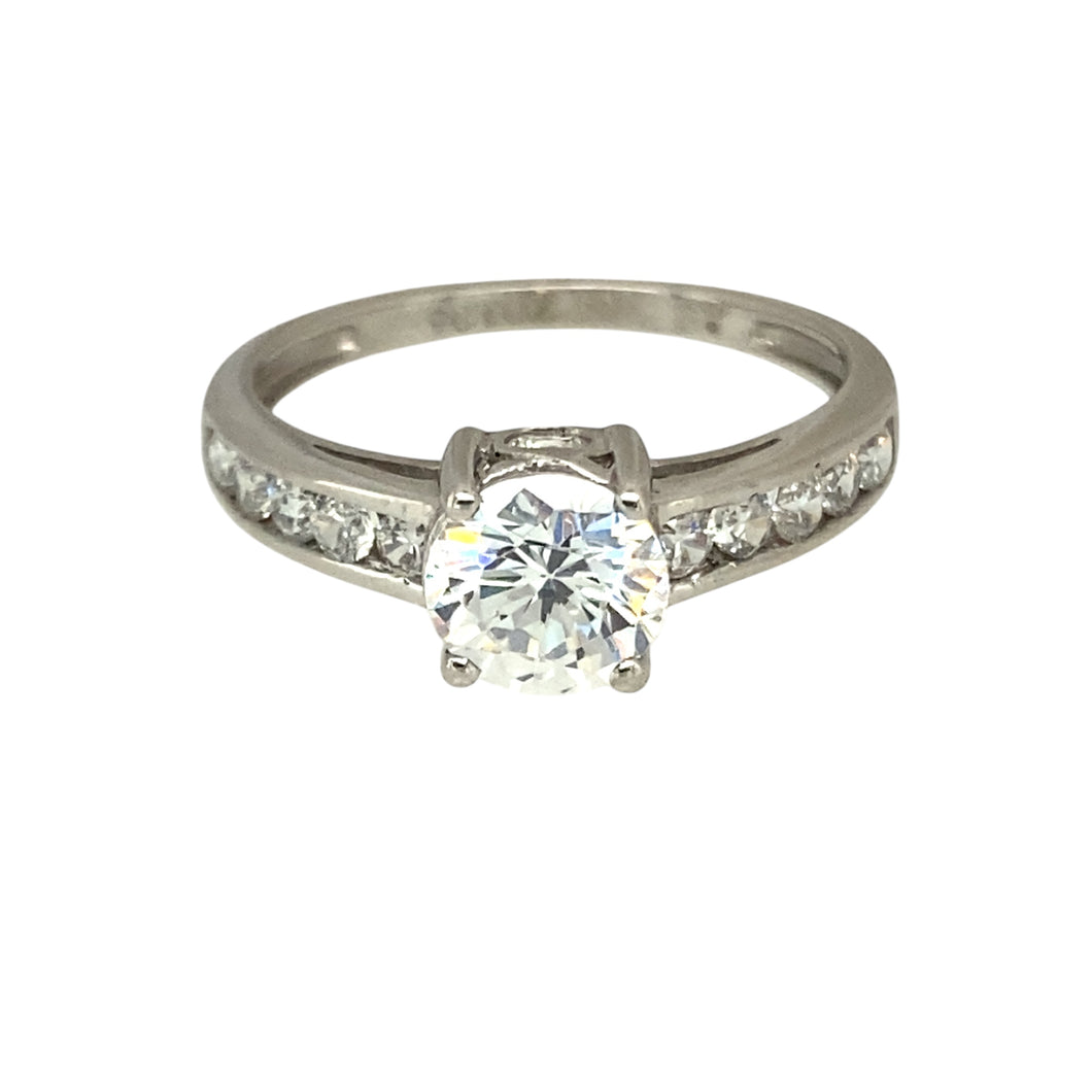 9ct White Gold & Cubic Zirconia Set Solitaire Ring