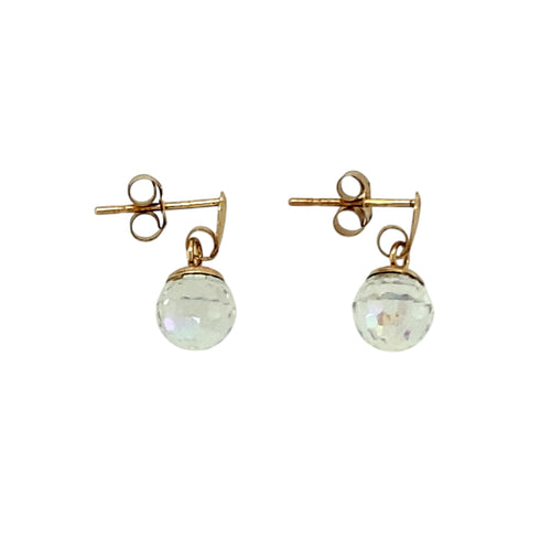 9ct Gold & Small Crystal Style Ball Dropper Earrings