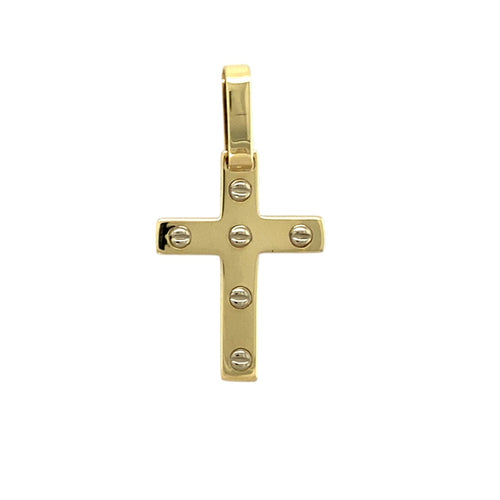 9ct Gold Screw Detail Cross Pendant