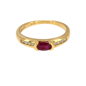 18ct Gold Diamond & Ruby Set Ring