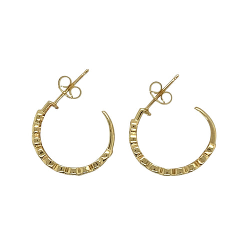 9ct Gold & Cubic Zirconia Set Half Hoop Stud Earrings