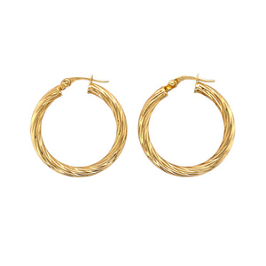 9ct Gold Twist Hoop Creole Earrings