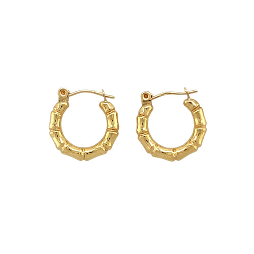 9ct Gold Small Bamboo Hoop Creole Earrings