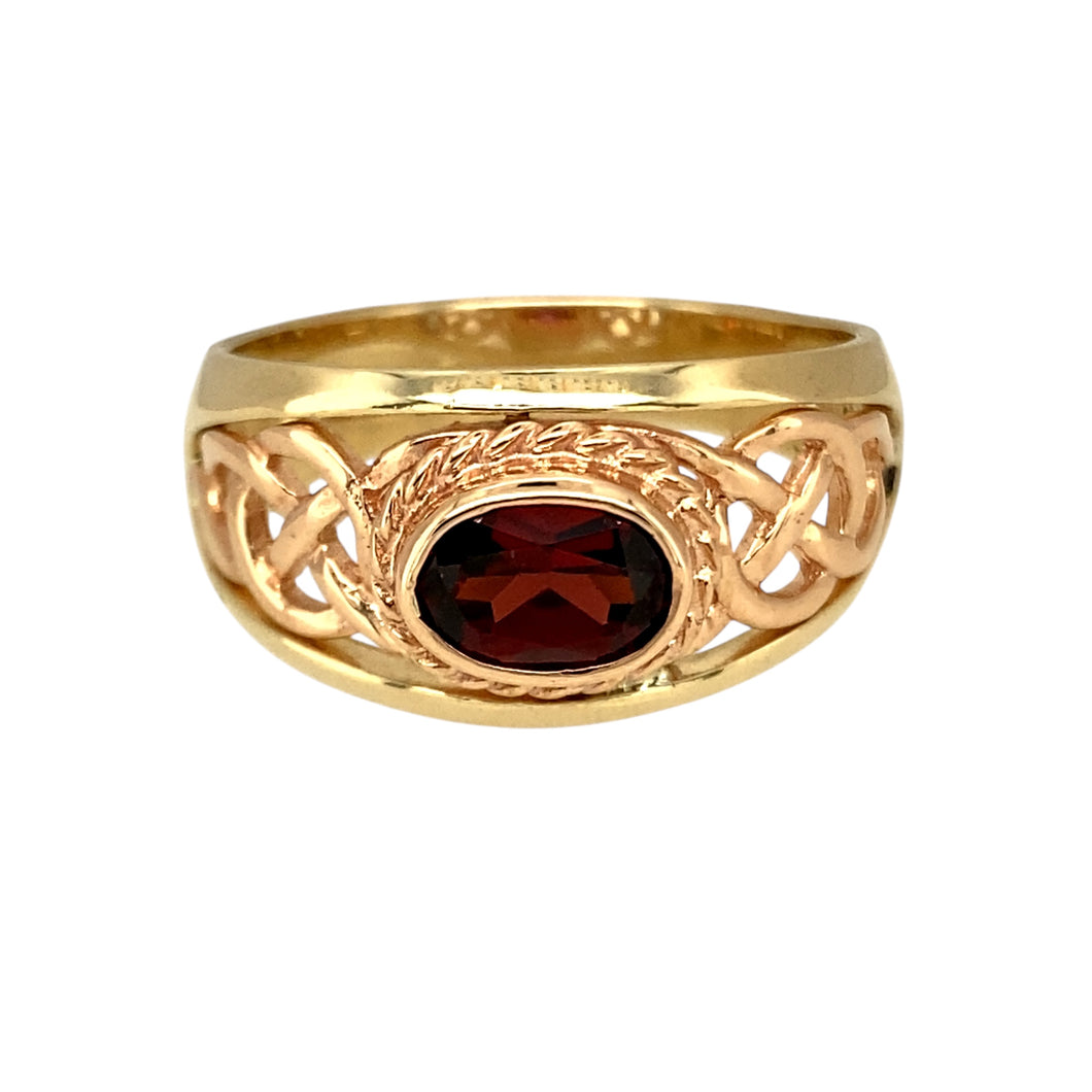 9ct Gold & Garnet Set Clogau Celtic Knot Ring