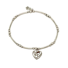 Load image into Gallery viewer, Preowned 925 Silver Clogau &amp; 9ct Rose Clogau Gold Eternal Love Heart Stretchy Bracelet with the weight 4.10 grams. The heart is 13mm by 12mm and the bracelet width is 2mm
