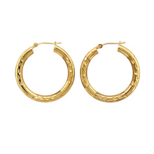 Load image into Gallery viewer, 9ct Gold Patterned Hoop Creole Earrings
