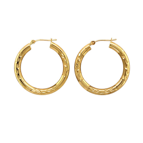 9ct Gold Patterned Hoop Creole Earrings