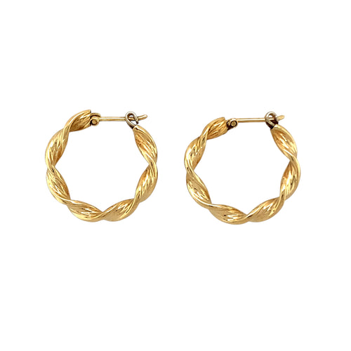 9ct Gold Twisted Hoop Creole Earrings