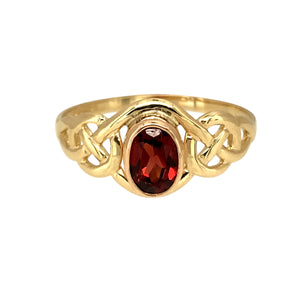 9ct Gold & Garnet Set Clogau Celtic Knot Ring