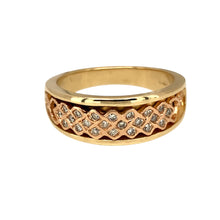 Load image into Gallery viewer, 9ct Gold &amp; Diamond Set Clogau Celtic Patterned Band Ring
