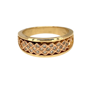 9ct Gold & Diamond Set Clogau Celtic Patterned Band Ring