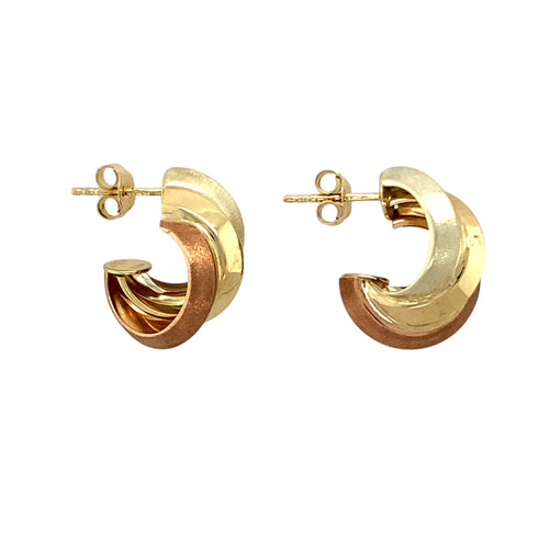 9ct Gold Twisted Half Hoop Stud Earrings