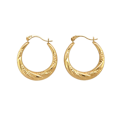 9ct Gold Patterned Hoop Creole Earrings