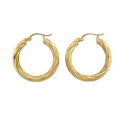 9ct Gold Twisted Hoop Creole Earrings