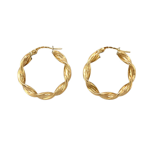 9ct Gold Twisted Hoop Creole Earrings